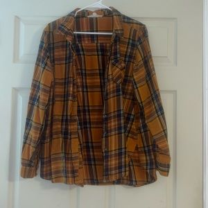 Navy blue and orange flannel